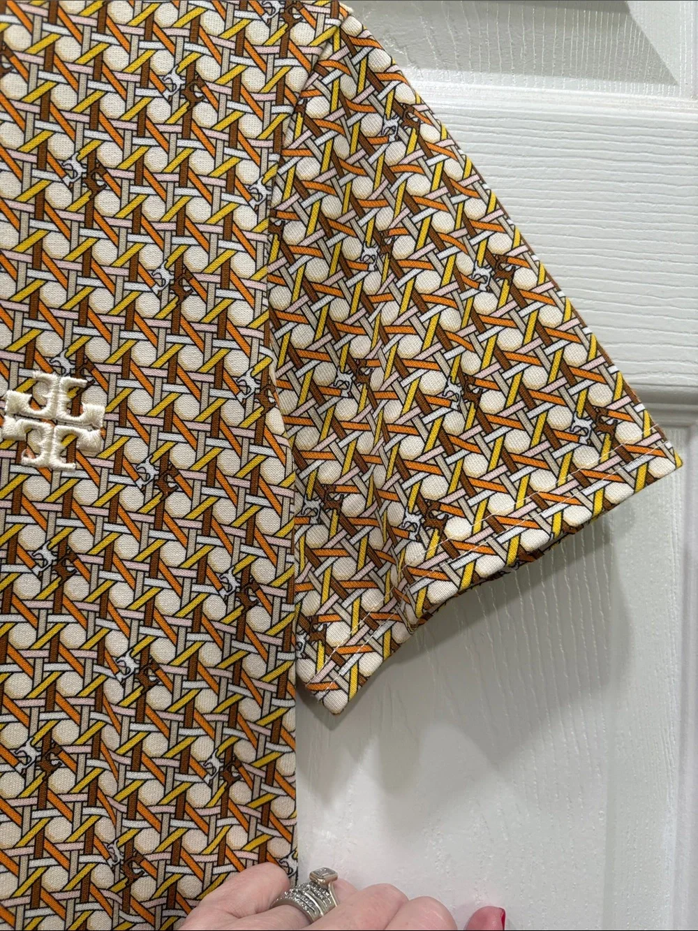 TORY BURCH Basket Weave T Shirt Dress Sz Small Mini Cotton Multicolor Knit